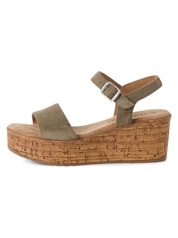 s.Oliver Leren sleehaksandalen kaki