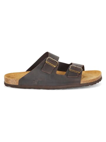 Camel Active Skórzane klapki "Bio" w kolorze brązowym