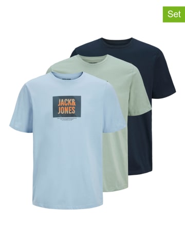 Jack & Jones 3er-Set: Shirts in Blau/ Grün