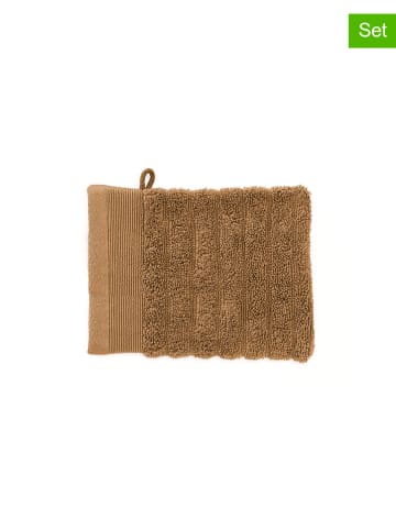 HNL 3-delige set: washandjes "Prestige" cognackleurig