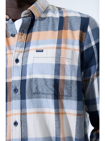 Garcia Blouse blauw/abrikooskleurig