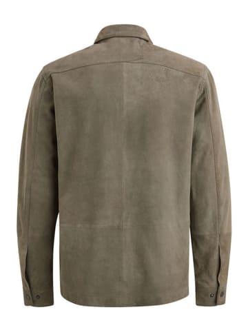 CAST IRON Lederjacke in Oliv