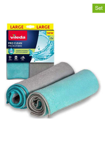 Vileda 3er-Set: Mikrofaser-Tücher "Pro Clean" in Türkis/ Grau - 3x 2 Stück