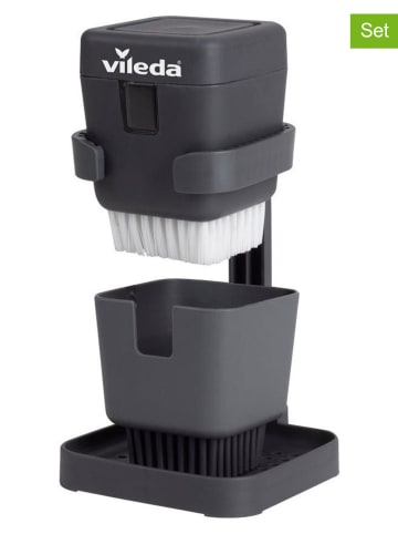 Vileda 3tlg. Set: Spülbürsten-Organizer in Schwarz