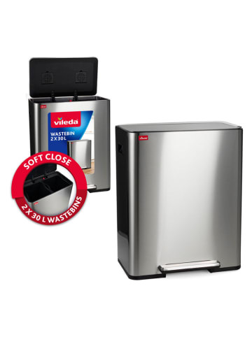 Vileda Pedaalemmer zilverkleurig - 2x 30 l