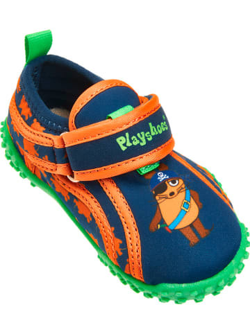 Playshoes Badeschuhe in Blau/ Orange