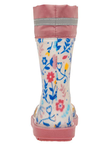 Playshoes Kalosze w kolorze jasnoróżowo-białym ze wzorem
