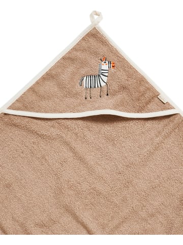 Playshoes Ręcznik kąpielowy "Wild animals" w kolorze jasnobrązowym z kapturem