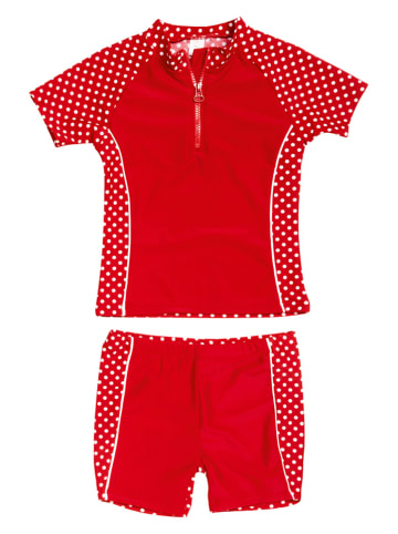 Playshoes 2-delige zwemoutfit "Stippen" rood/wit