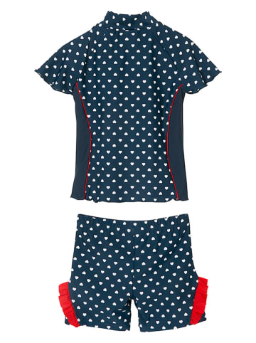 Playshoes 2-delige zwemoutfit "Hartjes" donkerblauw