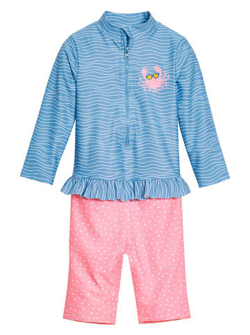 Playshoes Badeanzug in Hellblau/ Rosa