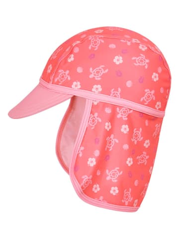 Playshoes Czapka "Hawaii" w kolorze różowym z osłoną karku