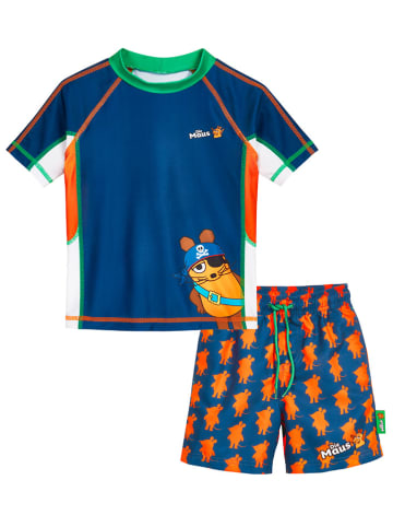 Playshoes 2-delige zwemoutfit donkerblauw/oranje