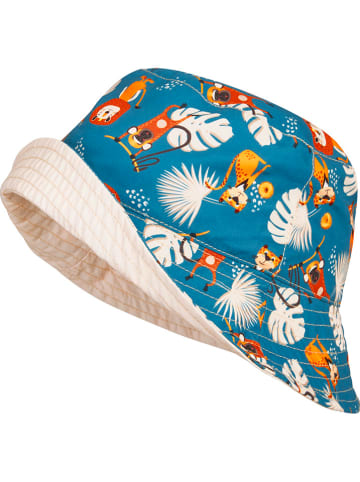 Playshoes Wende-Sonnenhut in Creme/ Blau/ Bunt