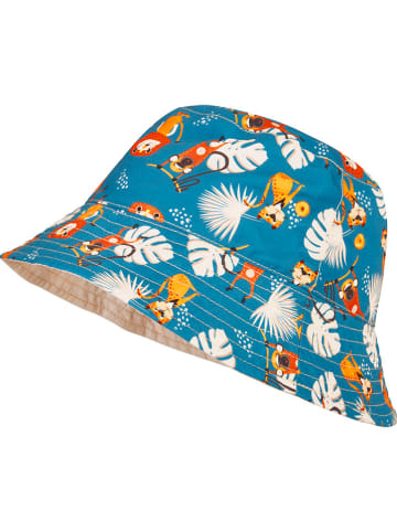 Playshoes Wende-Sonnenhut in Creme/ Blau/ Bunt