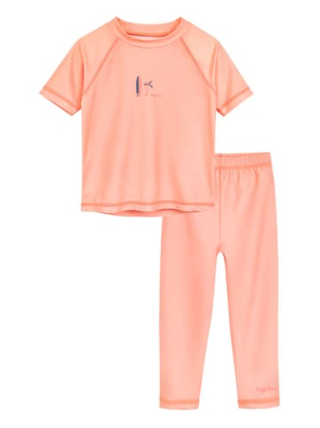 Playshoes 2-delige zwemoutfit "Surfbrett Palmen" oranje
