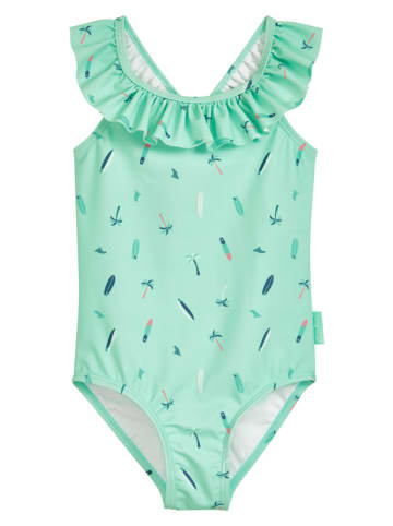 Playshoes Strój kąpielowy "Surfboard Palms" w kolorze miętowym