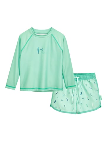Playshoes 2-częściowy zestaw kąpielowy "Surfboard Palms" w kolorze miętowym