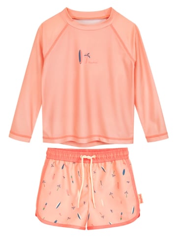 Playshoes 2-delige zwemoutfit "Surfbrett Palmen" oranje