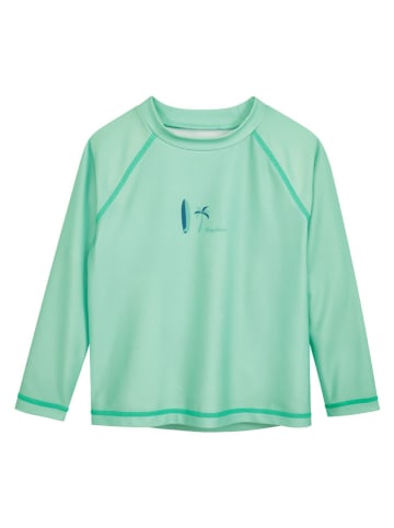 Playshoes Koszulka kąpielowa "Surfboard Palms" w kolorze jasnozielonym