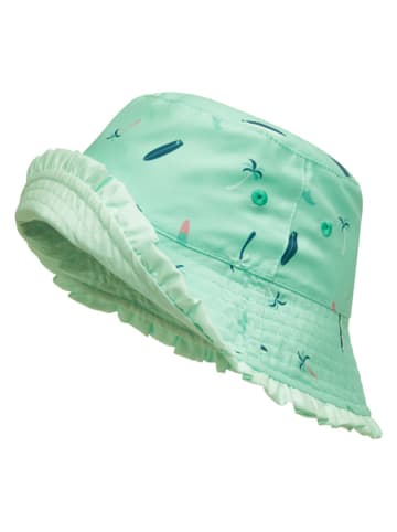 Playshoes Dwustronny kapelusz przeciwsłoneczny "Surfboard Palms" w kolorze miętowym