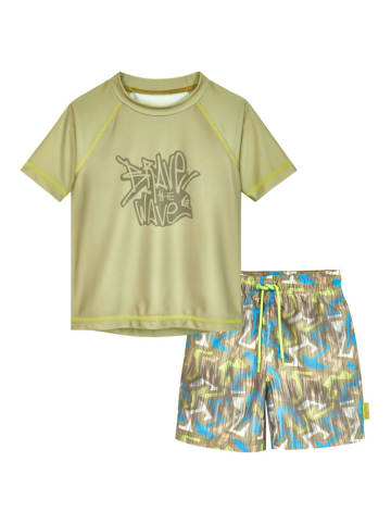 Playshoes 2-delige zwemoutfit "Wave" groen