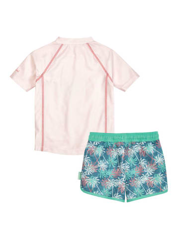 Playshoes 2tlg. Badeoutfit "Palmen" in Rosa/ Grün/ Blau