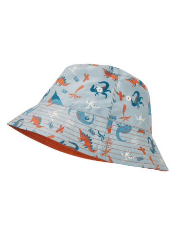 Playshoes Omkeerbare zonnehoed "Dino" oranje/lichtblauw