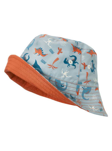 Playshoes Omkeerbare zonnehoed "Dino" oranje/lichtblauw