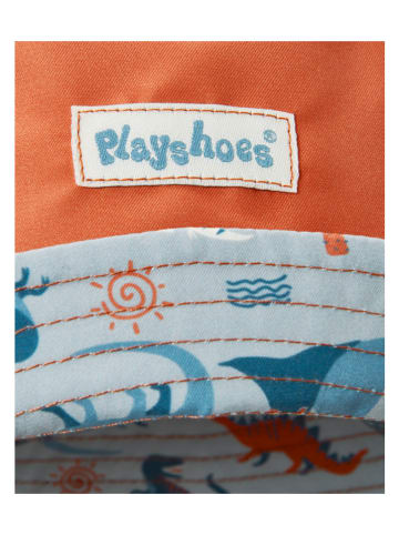 Playshoes Omkeerbare zonnehoed "Dino" oranje/lichtblauw
