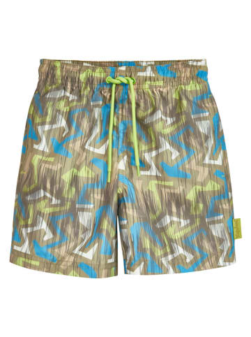Playshoes Badeshorts "Wave" in Khaki/ Blau/ Weiß
