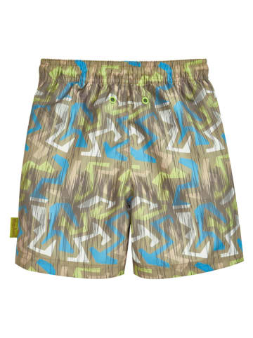 Playshoes Badeshorts "Wave" in Khaki/ Blau/ Weiß