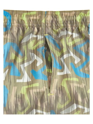 Playshoes Badeshorts "Wave" in Khaki/ Blau/ Weiß