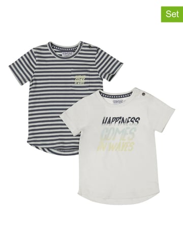 Dirkje 2-delige set: shirts wit/donkerblauw