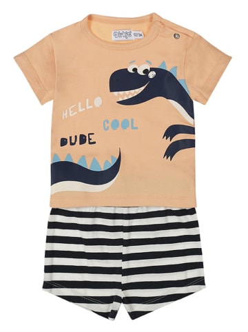 Dirkje 2-delige outfit oranje/donkerblauw