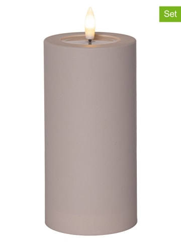 STAR Trading 2-delige set: ledstompkaarsen beige - (H)17,5 x Ø 7,5 cm