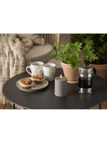 STAR Trading 2er-Set: LED-Stumpenkerzen in Grau - (H)12,5 x Ø 7,5 cm