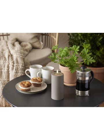 STAR Trading 2er-Set: LED-Stumpenkerzen in Grau - (H)17,5 x Ø 7,5 cm