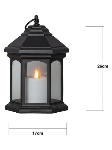 STAR Trading LED-Laterne "Linta" in Schwarz - (H)26 x Ø 17 cm