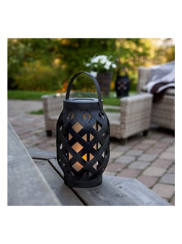 STAR Trading Lampion LED "Flame Lantern" w kolorze czarnym - wys. 23 cm