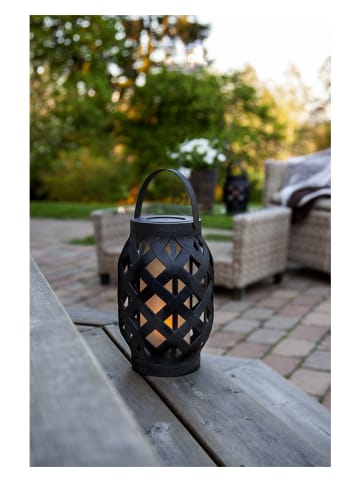 STAR Trading Lampion LED "Flame Lantern" w kolorze czarnym - wys. 23 cm