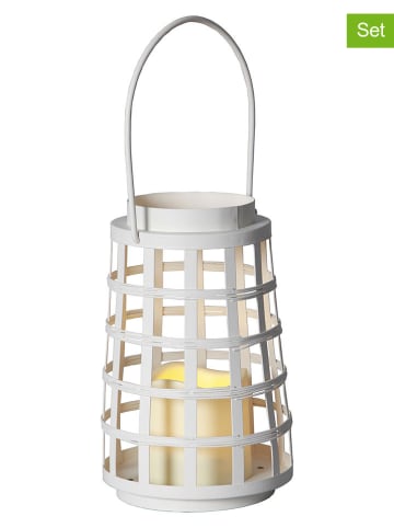 STAR Trading 2er-Set: LED-Laternen in Weiß - (H)21 x Ø 13 cm