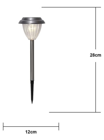 STAR Trading Solarne lampy ogrodowe LED (4 szt.) "Palma" w kolorze srebrnym - 28 x 12 cm