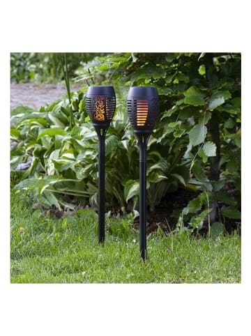 STAR Trading 2er-Set: LED-Solar-Gartenstecker "Flame" in Schwarz - (H)50 cm