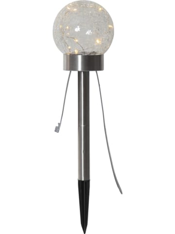 STAR Trading LED-Solar-Gartenstecker "Glory" in Silber/ Transparent - (H)35 cm