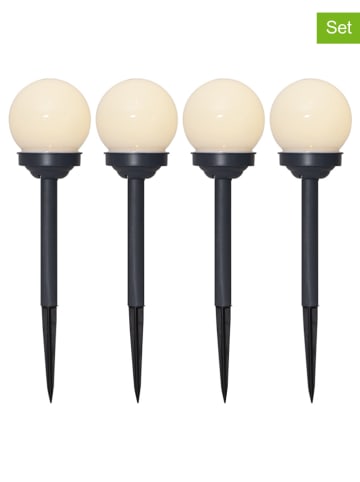 STAR Trading 4-delige set: ledsolartuinstekers "Globus" zwart/wit - (H)27 cm