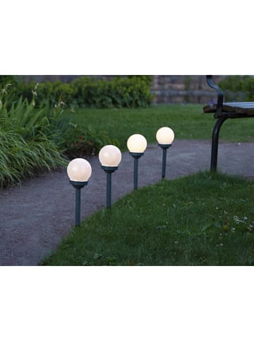 STAR Trading 4er-Set: LED-Solar-Gartenstecker "Globus" in Schwarz/ Weiß - (H)27 cm