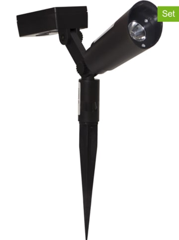 STAR Trading Solarne lampy ogrodowe LED (2 szt.) "Powerspot" w kolorze czarnym - wys. 15 cm