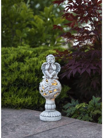 STAR Trading LED-Solar-Dekofigur "Angel" in Grau - (H)27 cm