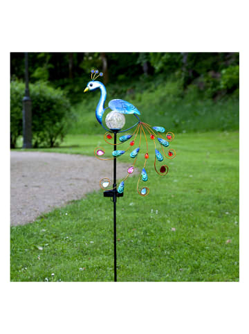 STAR Trading Solarna lampa ogrodowa LED w kolorze niebieskim ze wzorem - wys. 80 cm